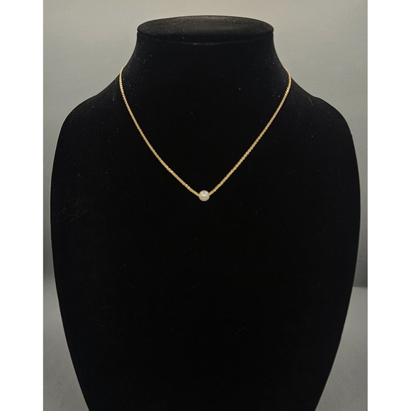 Jewelry - Gold Dainty Solitaire Pearl Necklace Adjustable Minimalist Fashion Jewelry